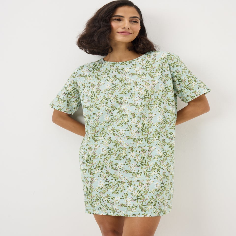Sage Green Floral T-Shirt Nightie