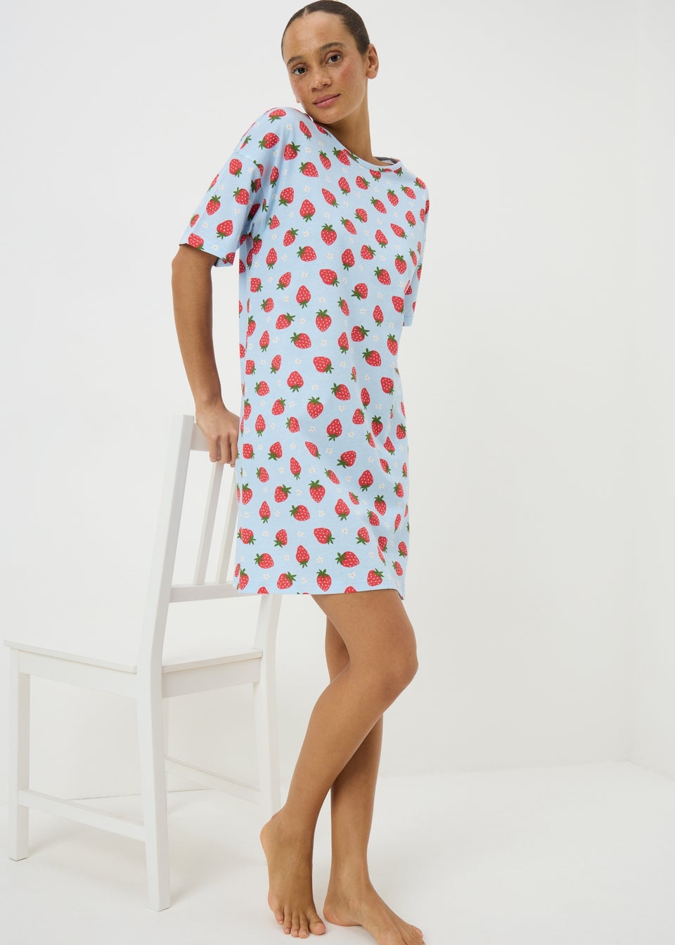 Blue Strawberry Print Nightie