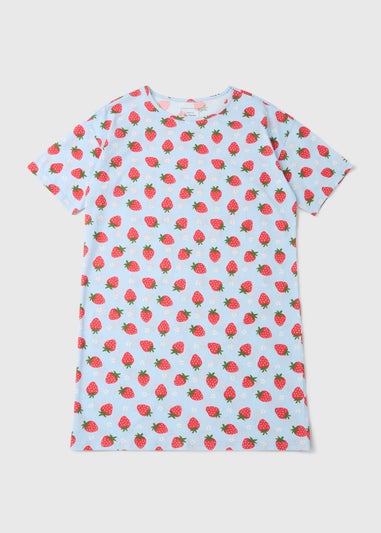 Blue Strawberry Print Nightie
