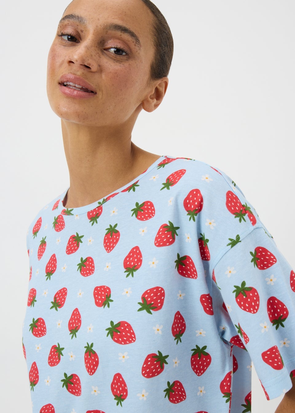 Blue Strawberry Print Nightie