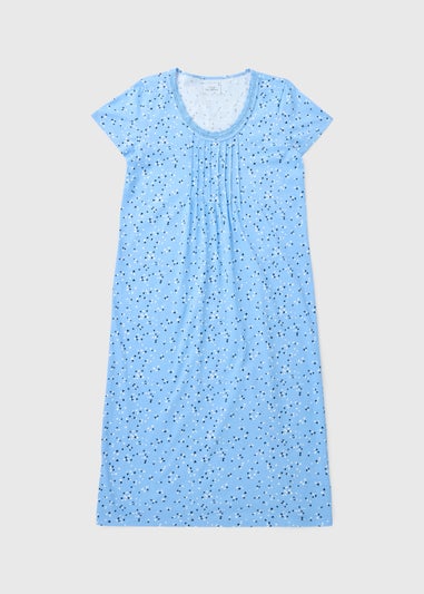 Blue Heart Cluster Lace Trim Longline Nightie
