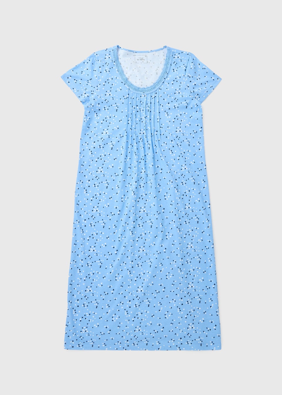 Blue Heart Cluster Lace Trim Longline Nightie