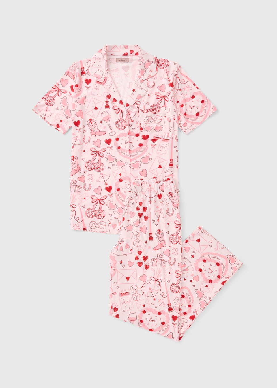 Pink Vintage Print Traditional Pyjama Set