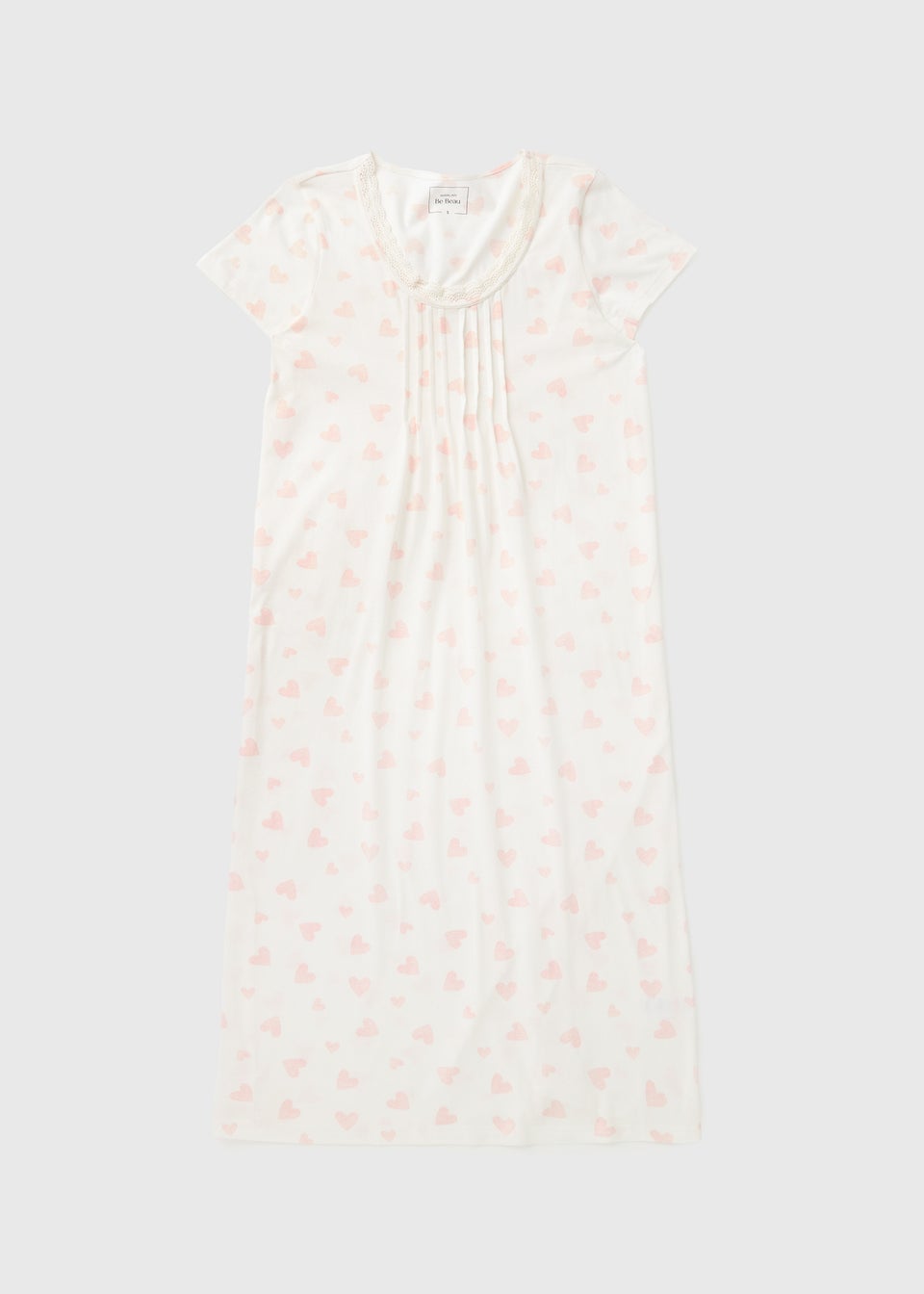 Cream Longline Heart Print Nightie