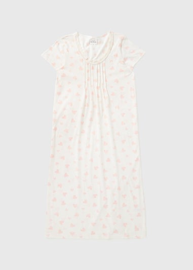 Cream Longline Heart Print Nightie
