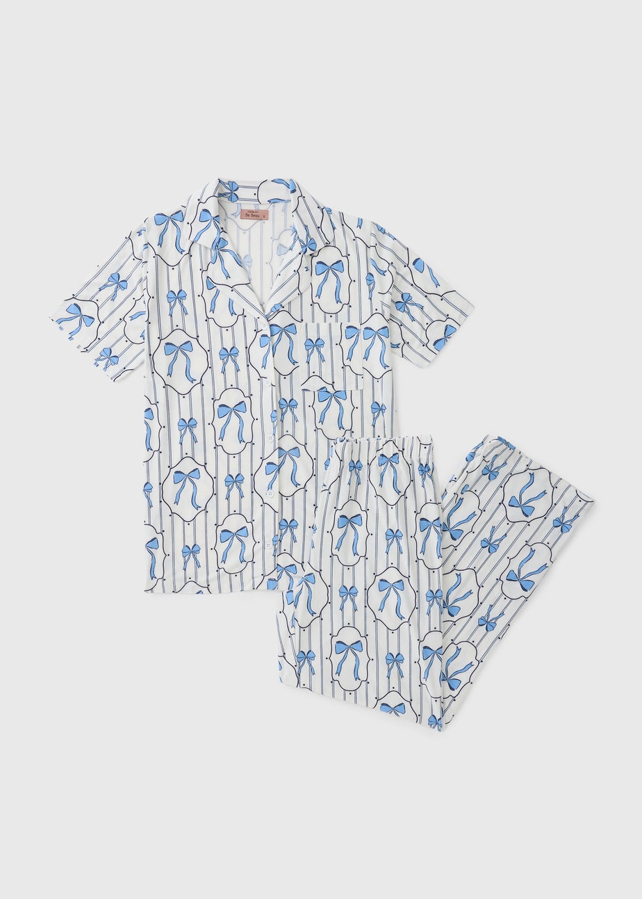 Blue Bow Design Pyjama Set