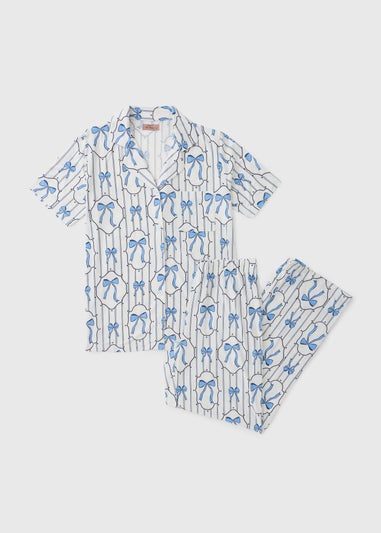 Blue Bow Design Pyjama Set