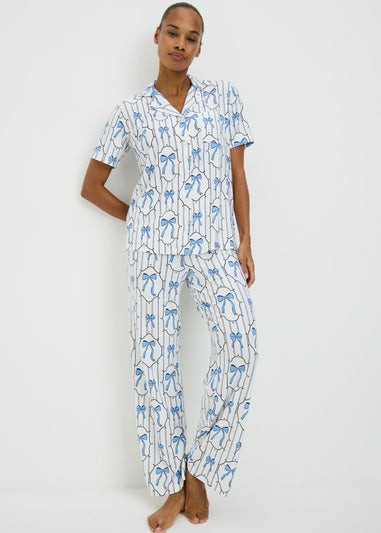 Blue Bow Design Pyjama Set