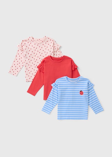 3 Pack Girls Multicolour Ladybird Tops (1-7yrs)