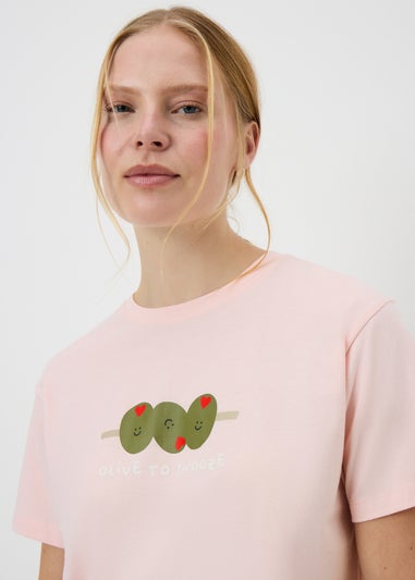 Pink Olive Cuffed Pyjama Set