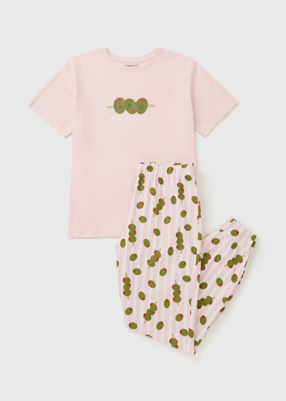 Pink Olive Cuffed Pyjama Set