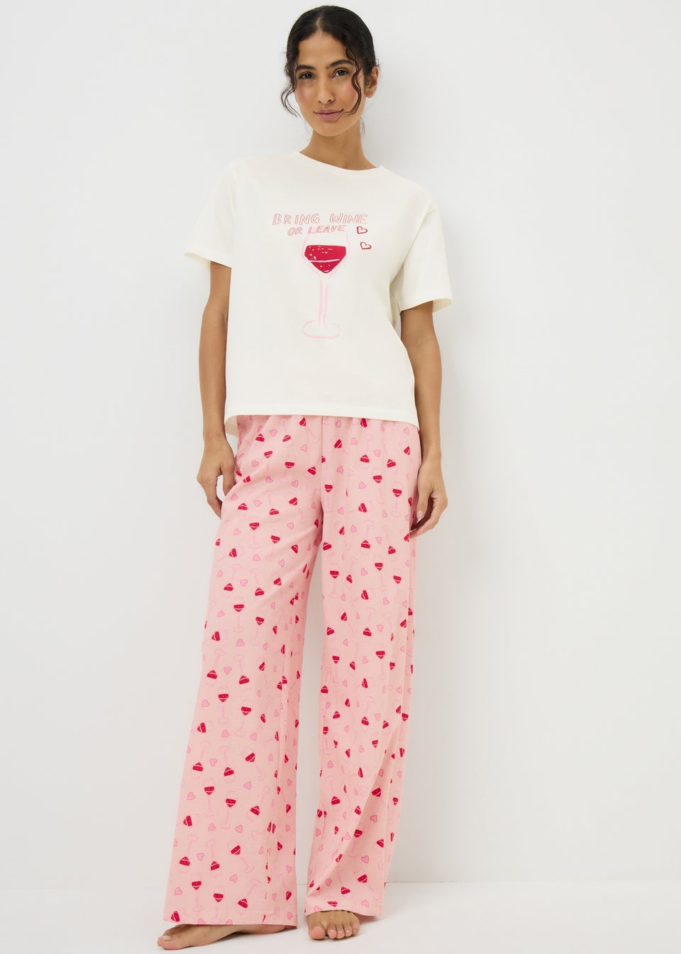 Pink Bring Wine Heart Pyjama Set