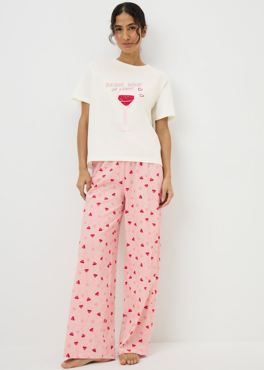 Pink Bring Wine Heart Pyjama Set