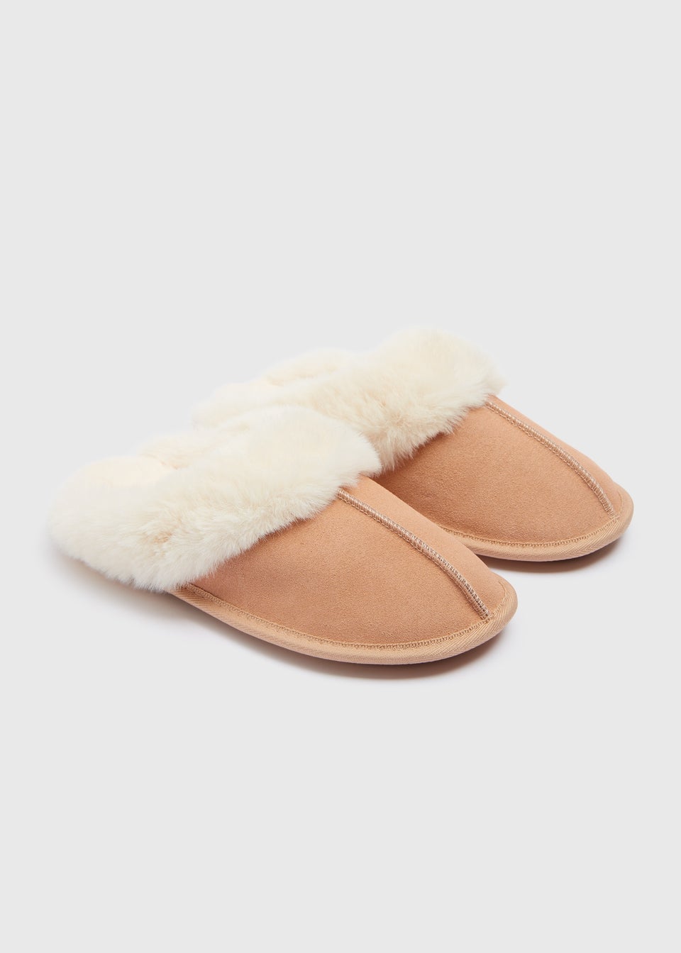 Sand Suede Trim Mule Slippers
