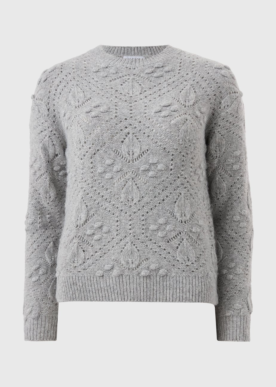 Grey Marl Bobble Stitch Cable Jumper