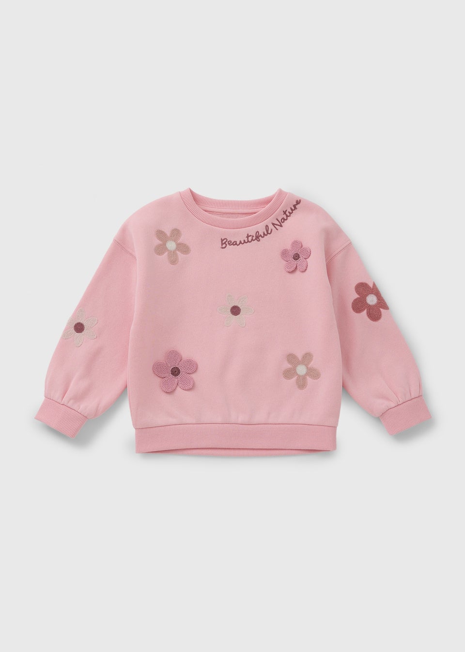 Girls Pink Flower Soft Sweatshirt (1-7yrs)