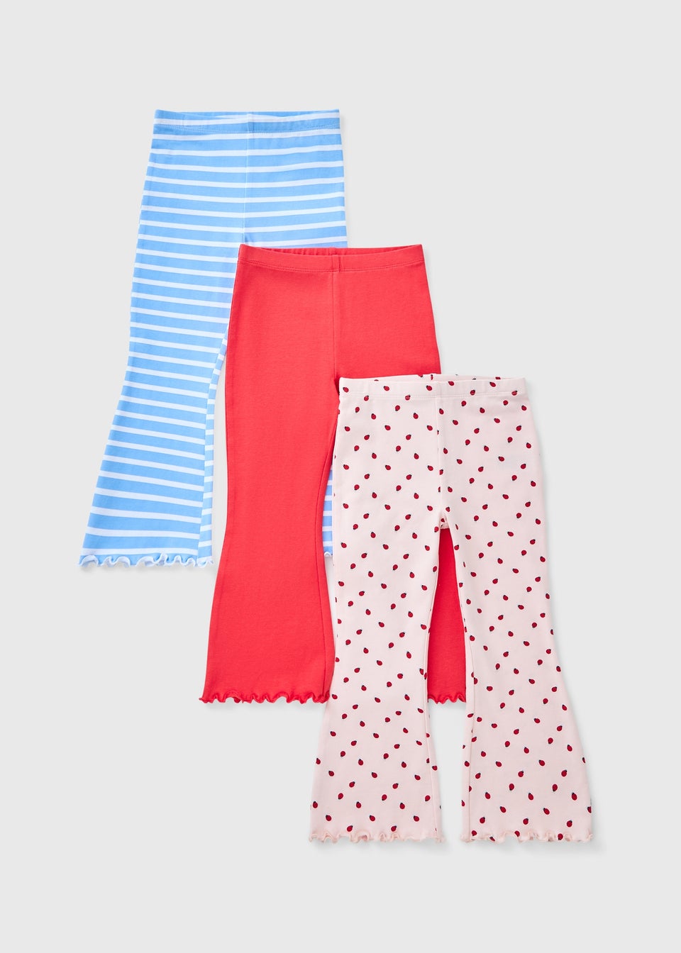 3 Pack Girls Pink Ladybird Flared Trousers (1-6 Years)