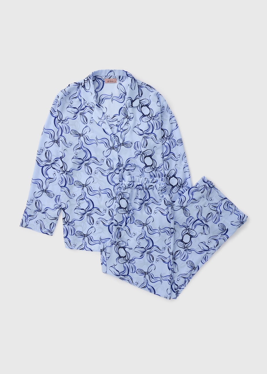 Blue Satin Bow Pyjamas