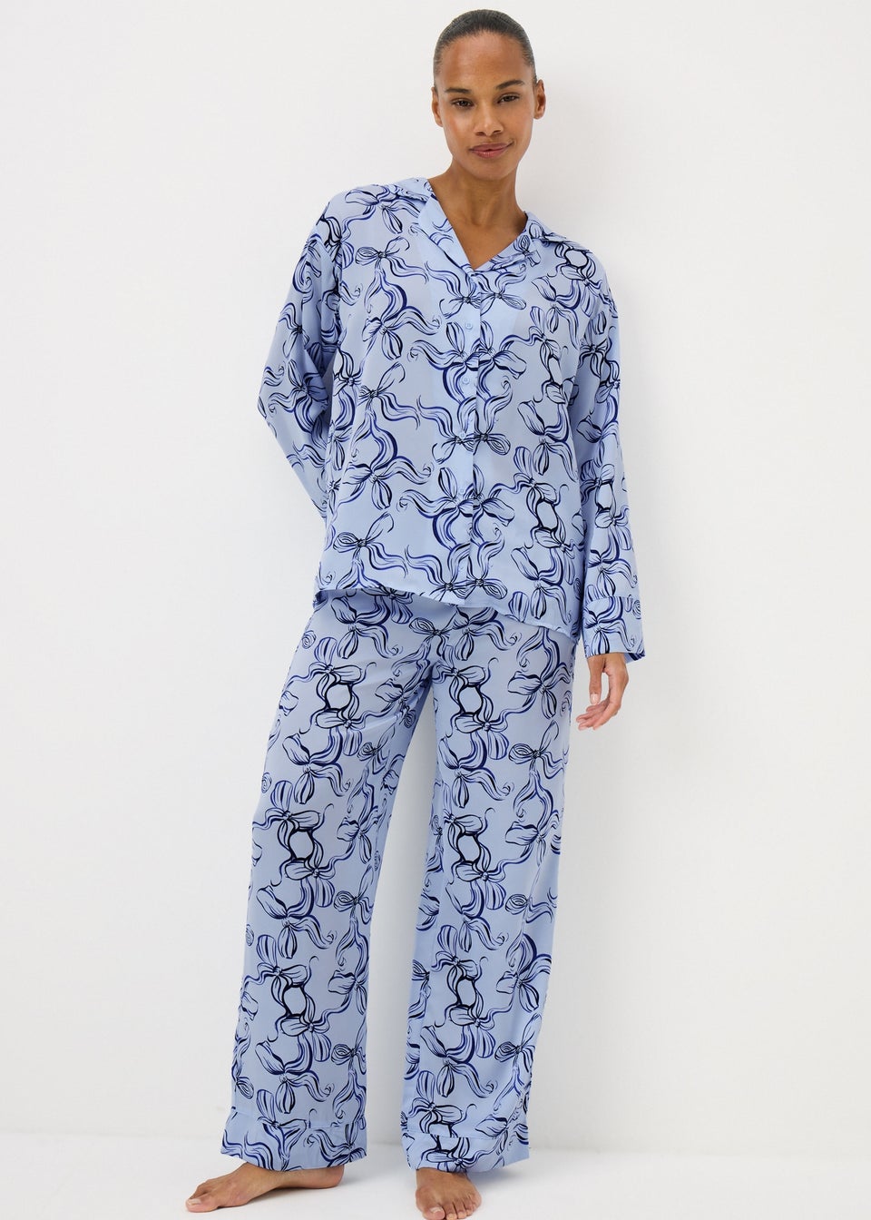 Blue Satin Bow Pyjamas