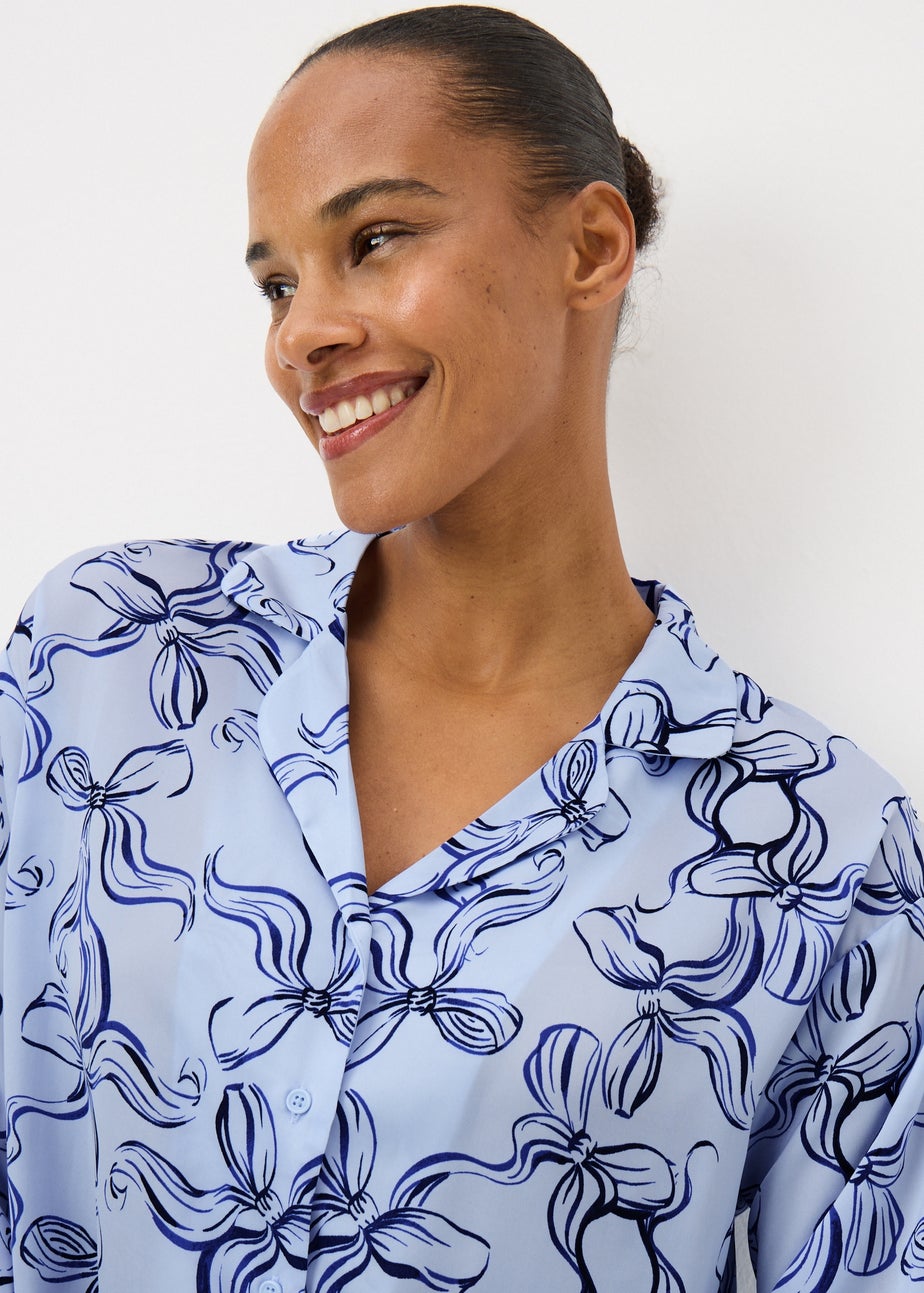 Blue Satin Bow Pyjamas