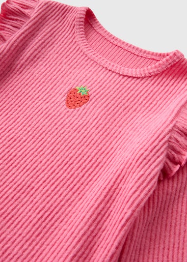 Girls Pink Strawberry Flare Set (1-7 Years)