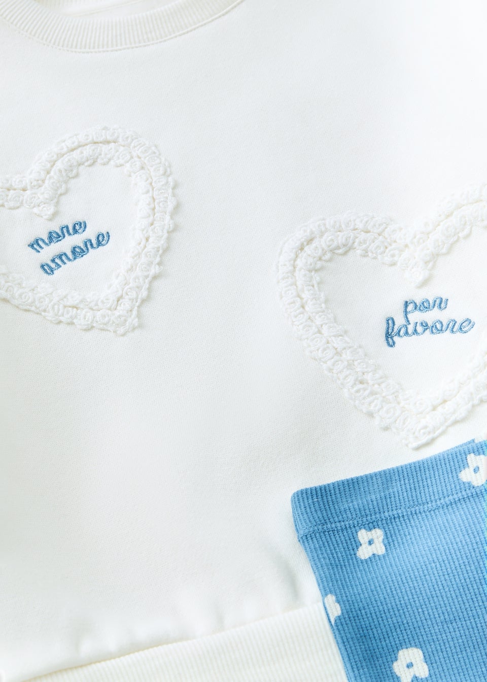 Girls Blue Lace Heart Sweatshirt & Flare Set (1-7yrs)