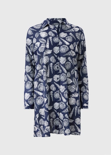 Navy Shell Print Beach Shirt