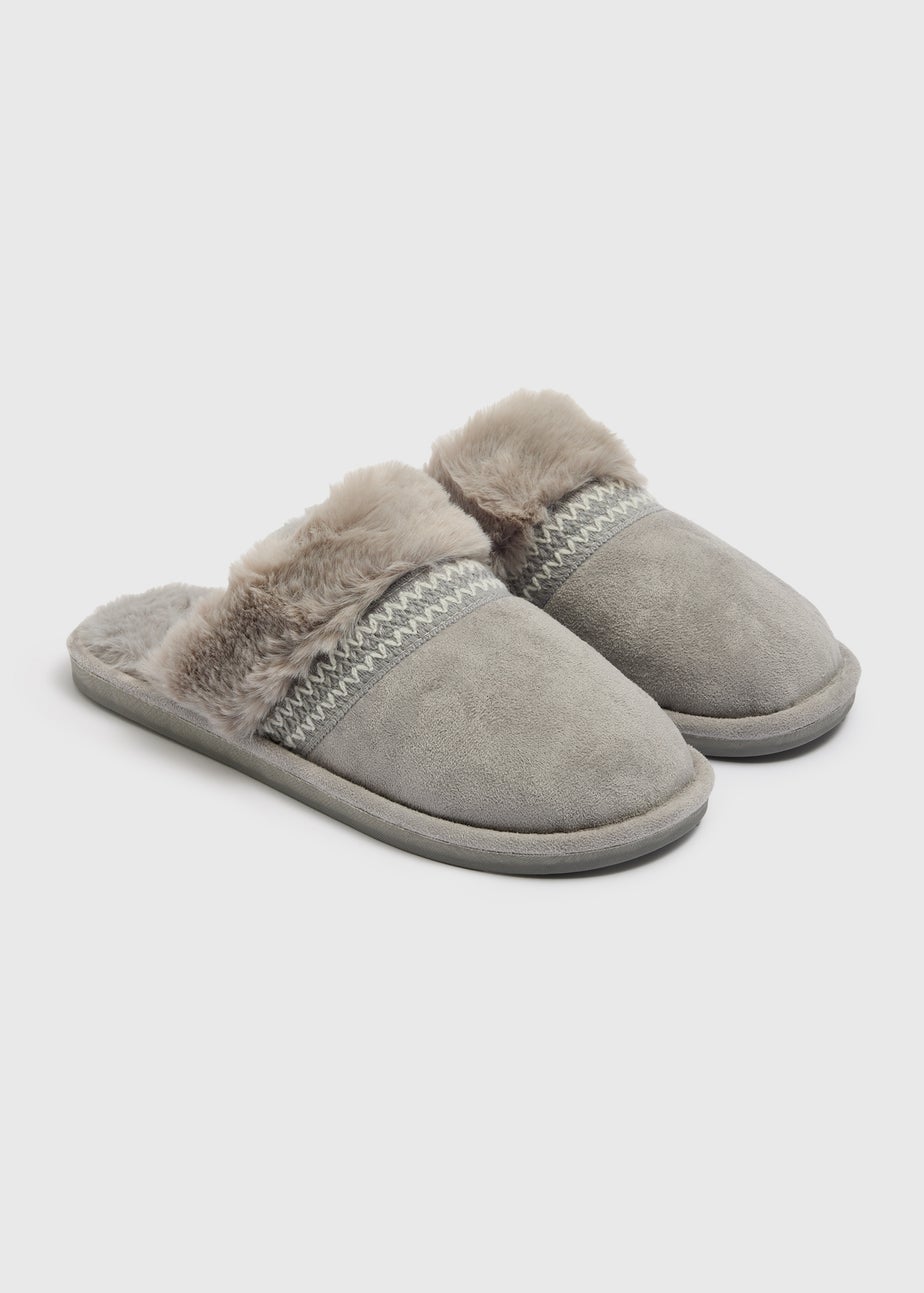 Grey Snug Mule Slippers