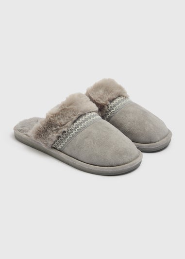 Grey Snug Mule Slippers