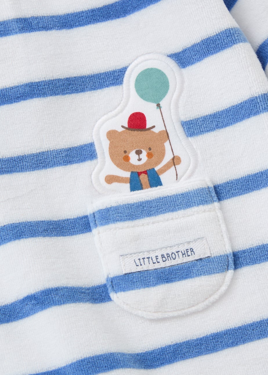 Baby Blue Velour Stripe Sleepsuit (Newborn-12mths)