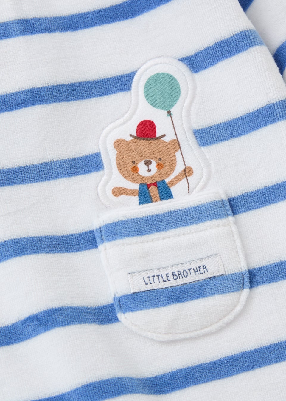 Baby Blue Velour Stripe Sleepsuit (Newborn-12mths)