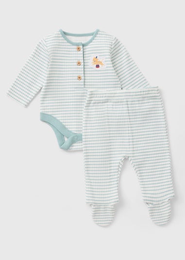 2 Piece Baby Sage Stripe Circus Top & Legging Set (Newborn-12mths)