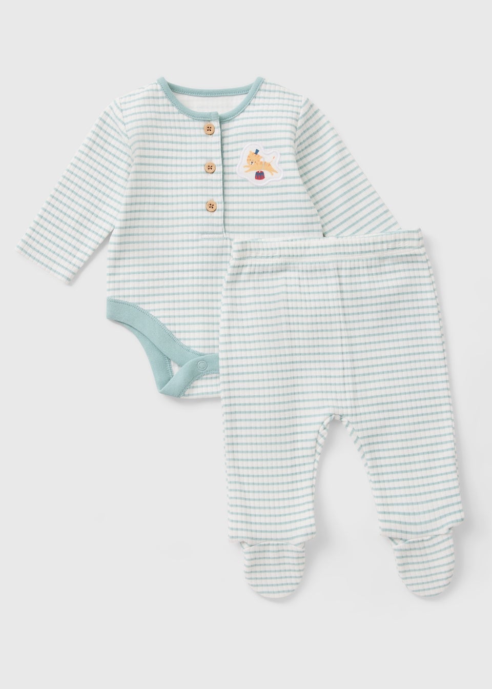 2 Piece Baby Sage Stripe Circus Top & Legging Set (Newborn-12mths)