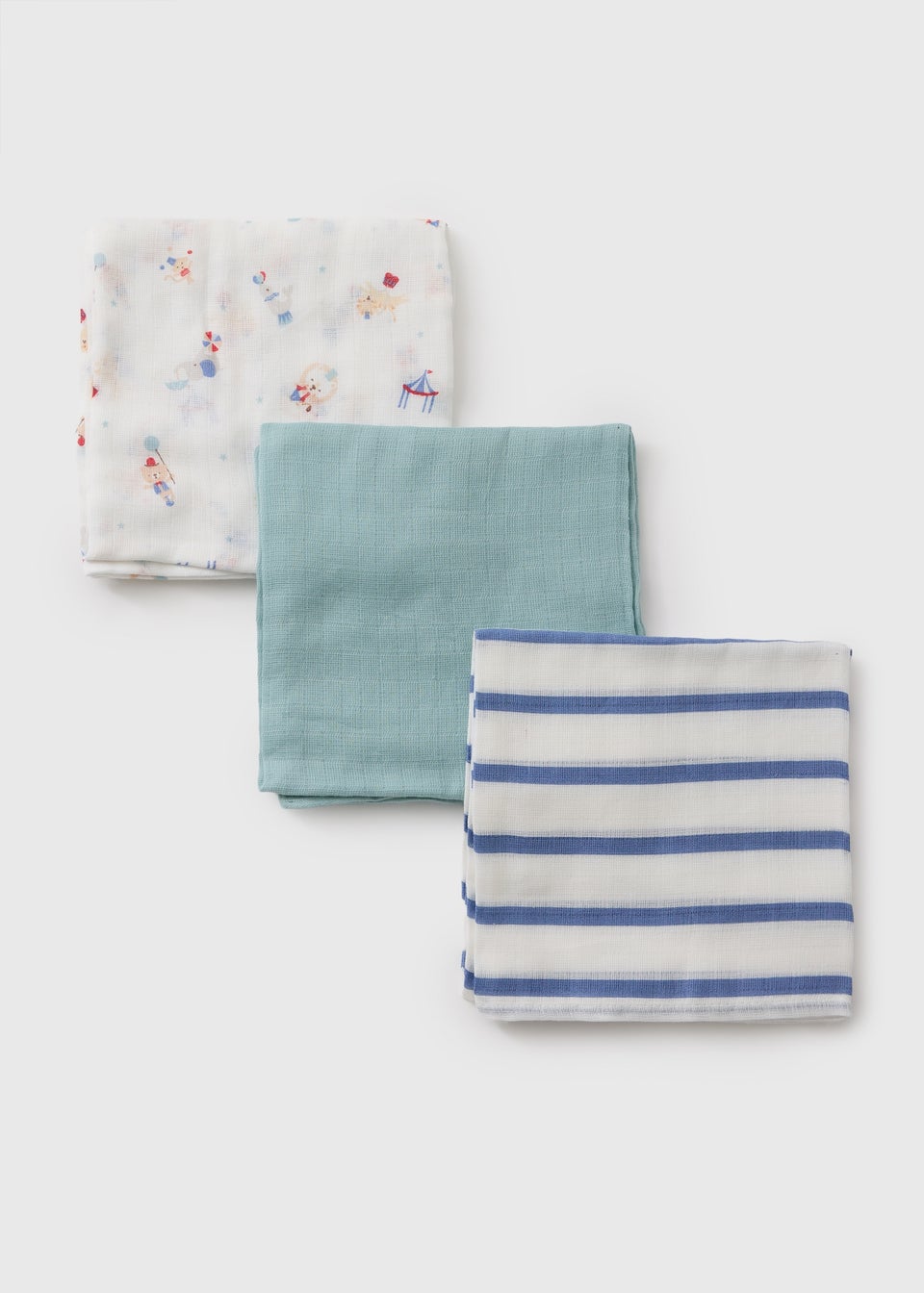 3 Pack Baby Blue Muslin Squares