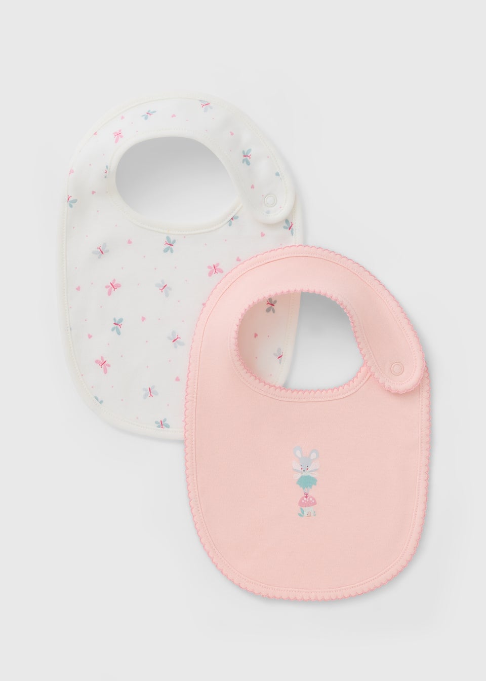 2 Pack Baby Pink Mouse Bibs