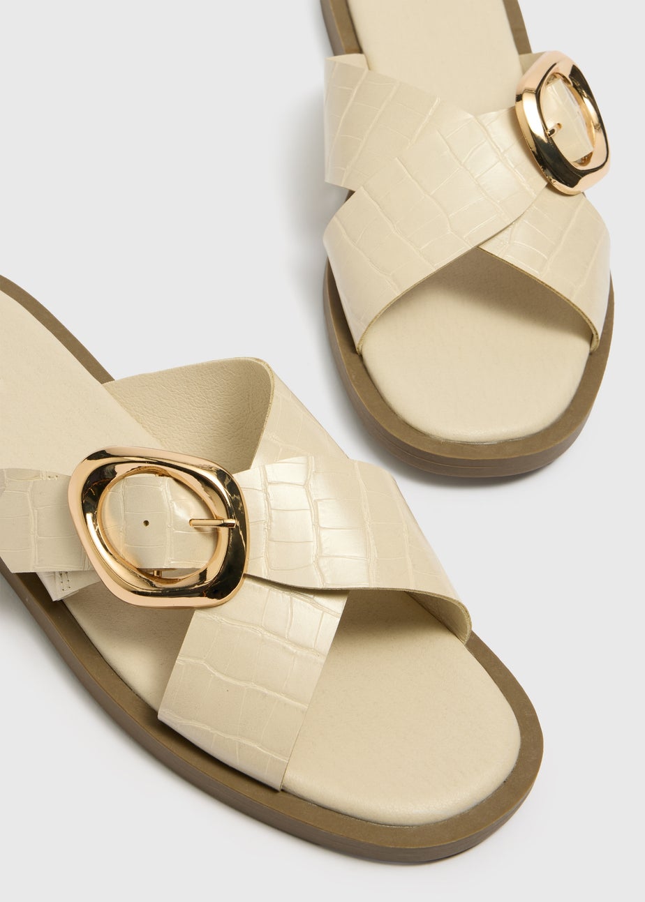 Stone Cross Strap Buckle Sandals