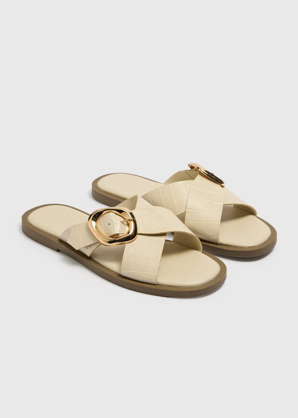 Stone Cross Strap Buckle Sandals