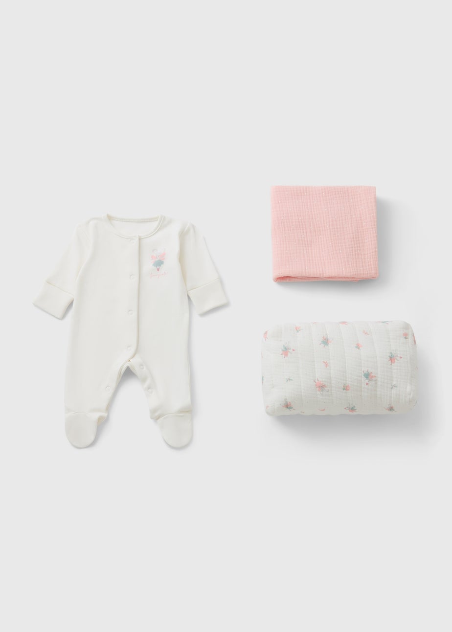 Baby Pink Mouse Sleepsuit Gift Set (Newborn-3mths)