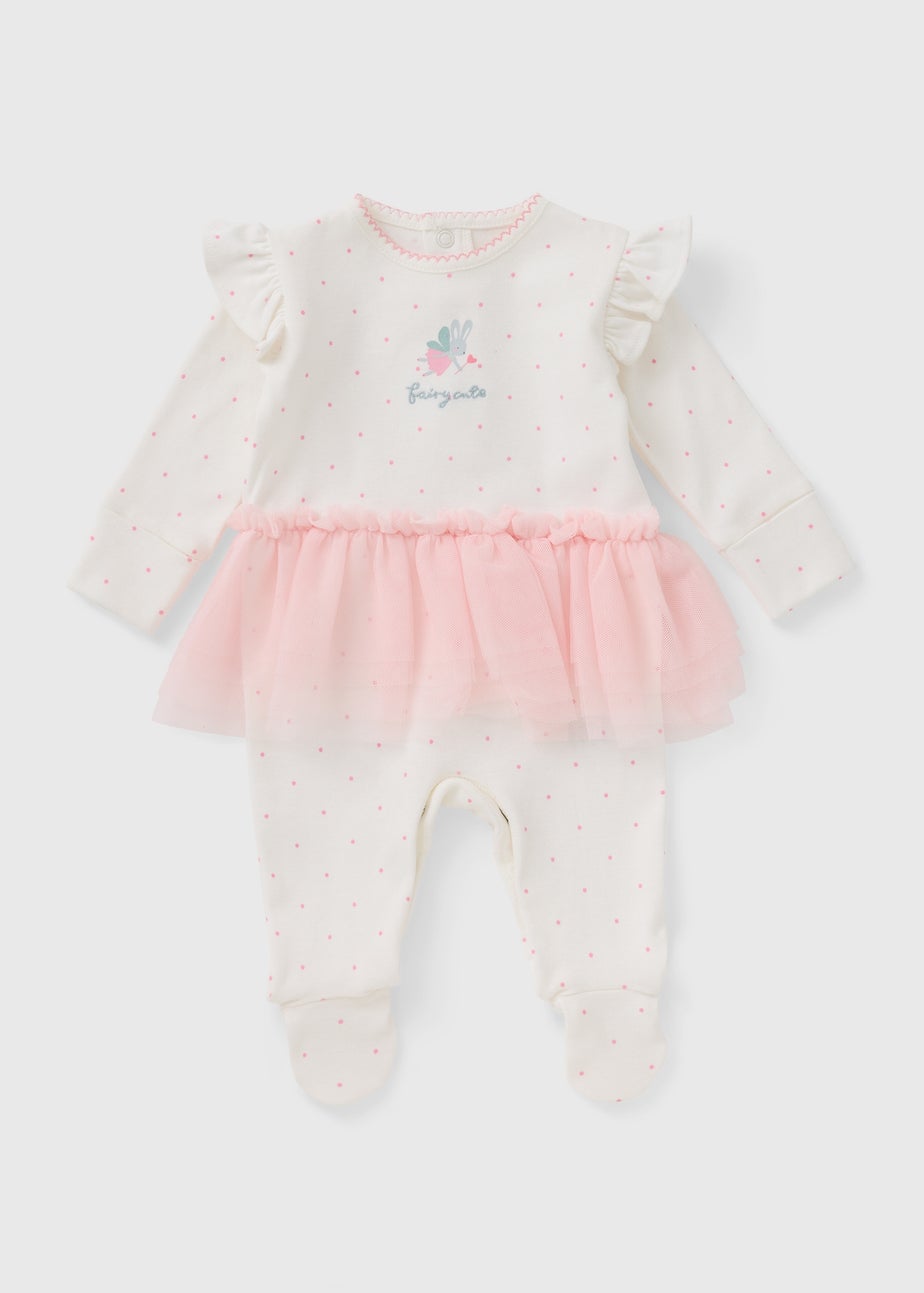 Baby Pink Mouse Tutu Sleepsuit (Newborn-12mths)