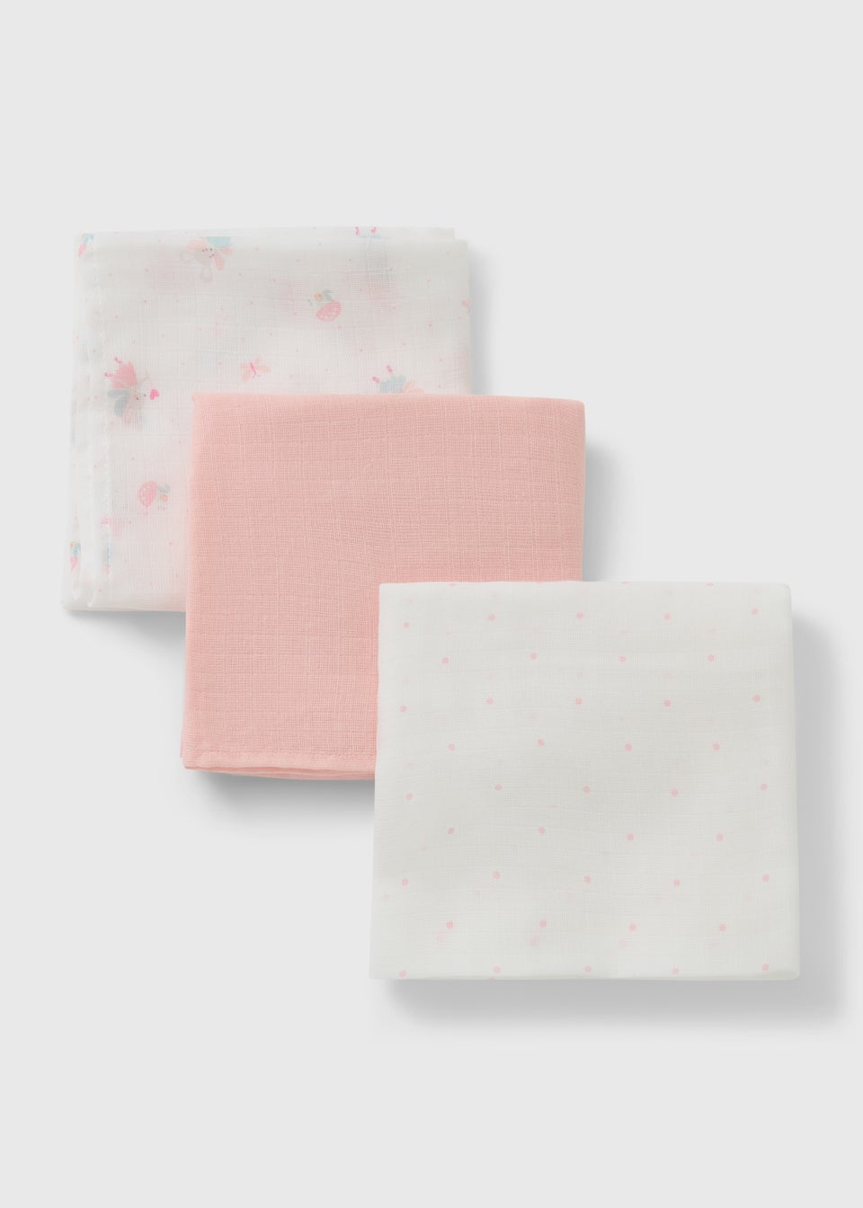3 Pack Baby Pink Mouse Muslin Cloths