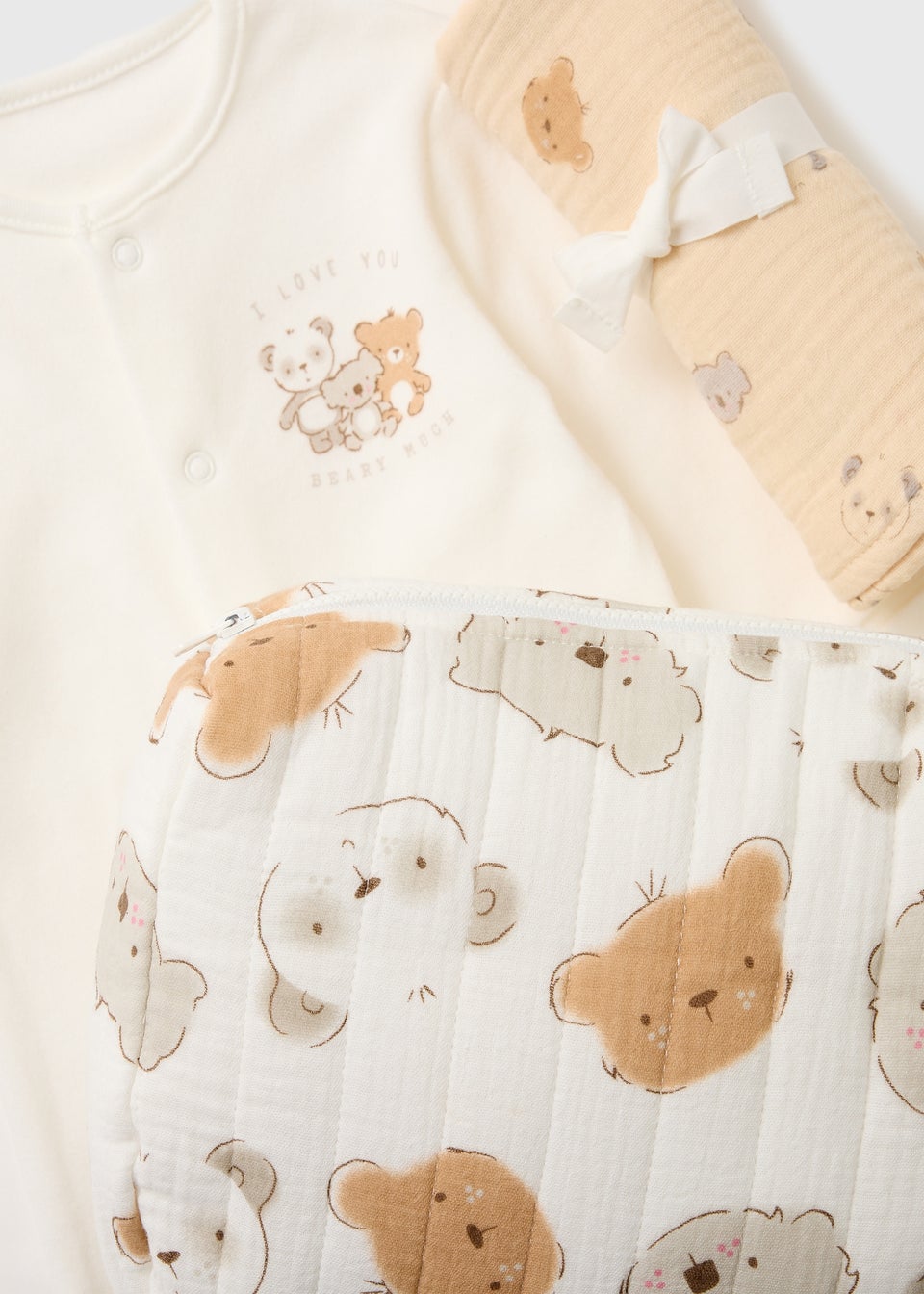 3 Piece Baby White Bear Sleepsuit Gift Set (Newborn-3mths)