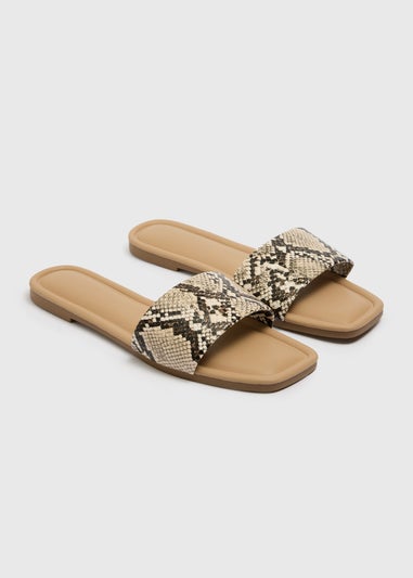 Neutral Snake Print Mule Sandals