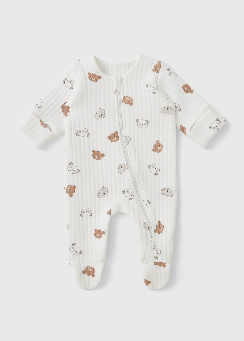Baby White Bear Wadded Sleepsuit (Newbron-12mths)