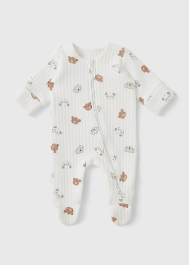 Baby White Bear Wadded Sleepsuit (Newbron-12mths)