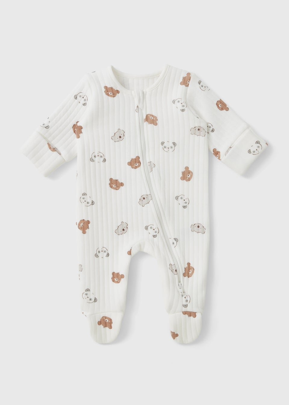 Baby White Bear Wadded Sleepsuit (Newbron-12mths)