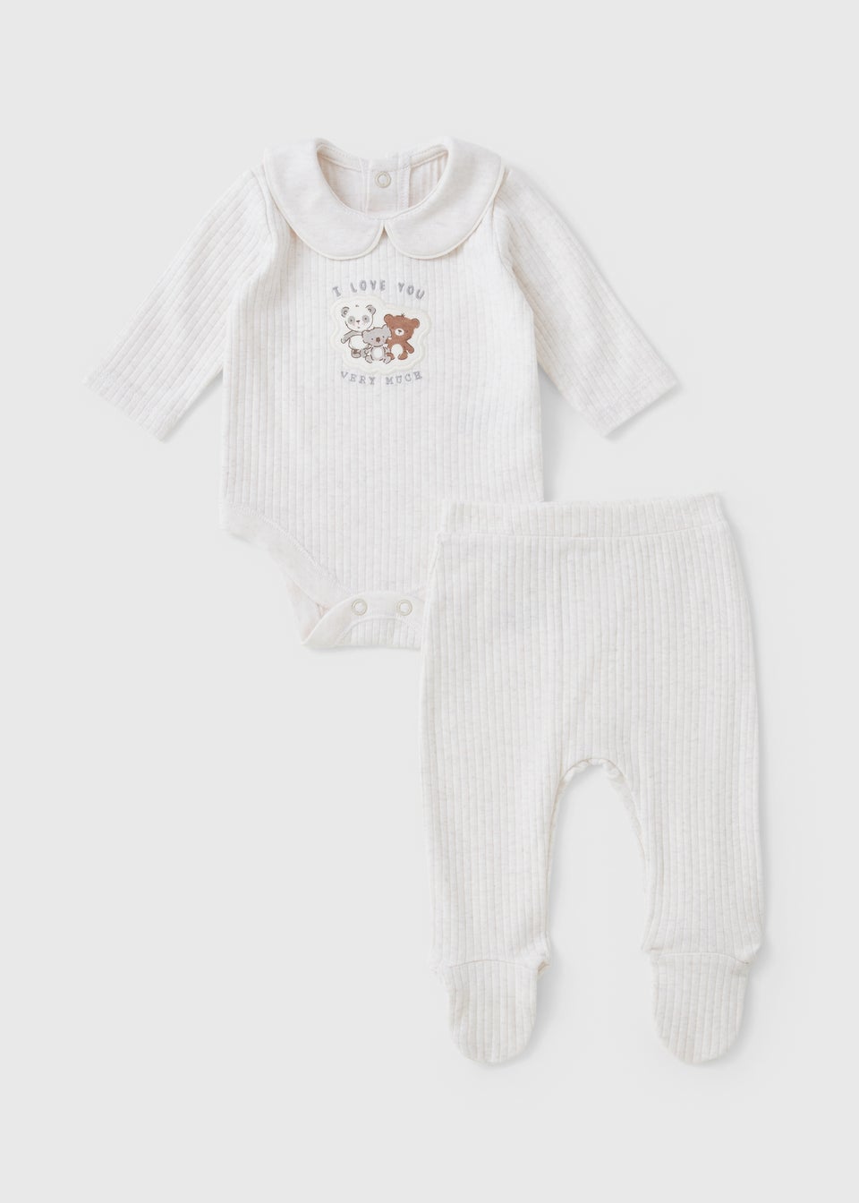 2 Piece Baby Grey Bear Ribbed Top & Legging Set (Newborn-12mths)