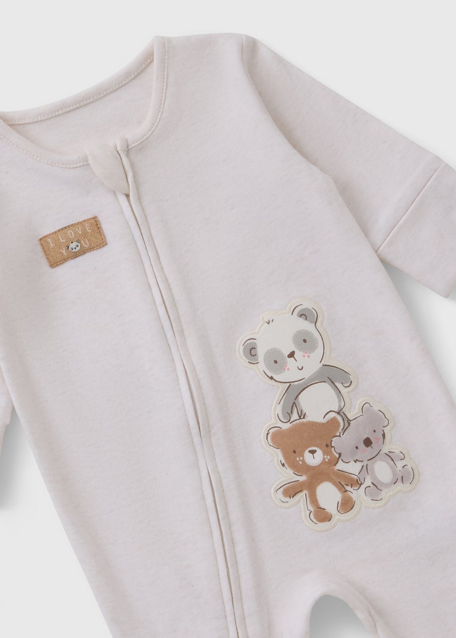 Neutral Bear Zip Sleepsuit (Newborn-12mths)