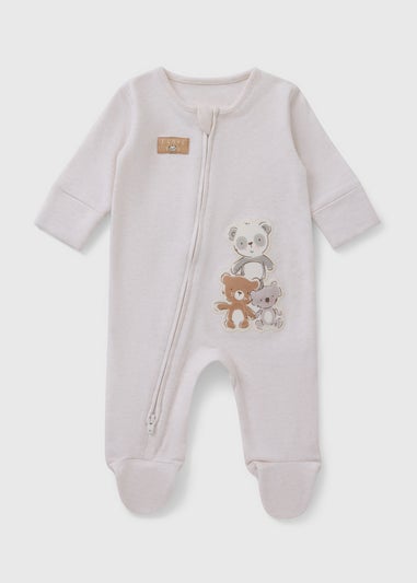 Neutral Bear Zip Sleepsuit (Newborn-12mths)
