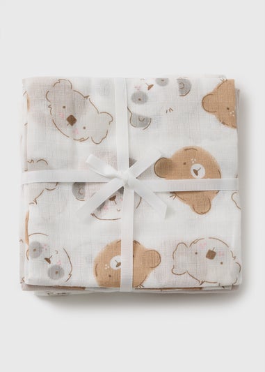 Baby Grey Bear Muslin Cloths