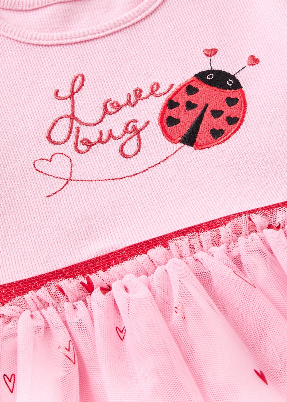 Girls Pink Ladybird Valentines Tutu Dress (1-7yrs)